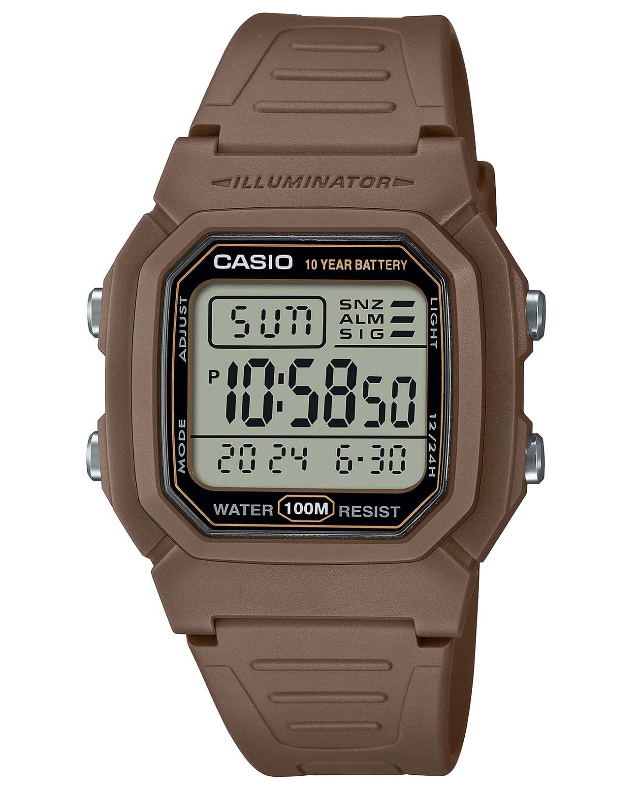 Casio Casio Collection W-800H-5AVDF (W-800H-5A)  W-800H-5A кварцевые мужские часы антрацитовый циферблат, браслет силикон — вид спереди